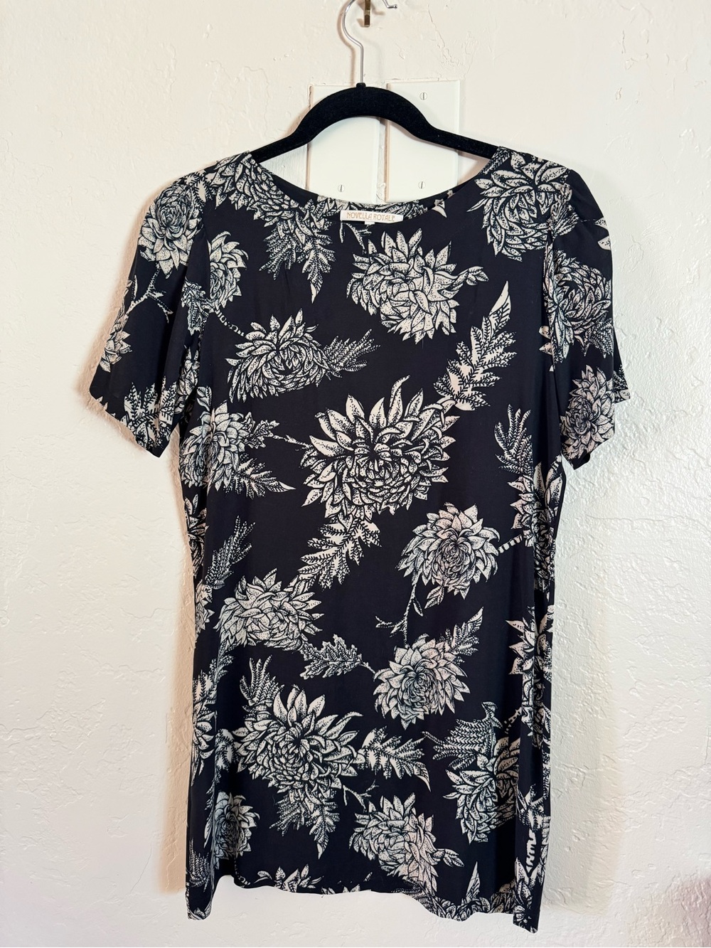 Novella Royale Black Dress with White Floral Motif